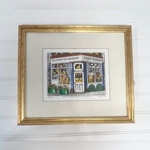 Original Gale Pitt Framed Drawing of Pollock's Toy Shop in London